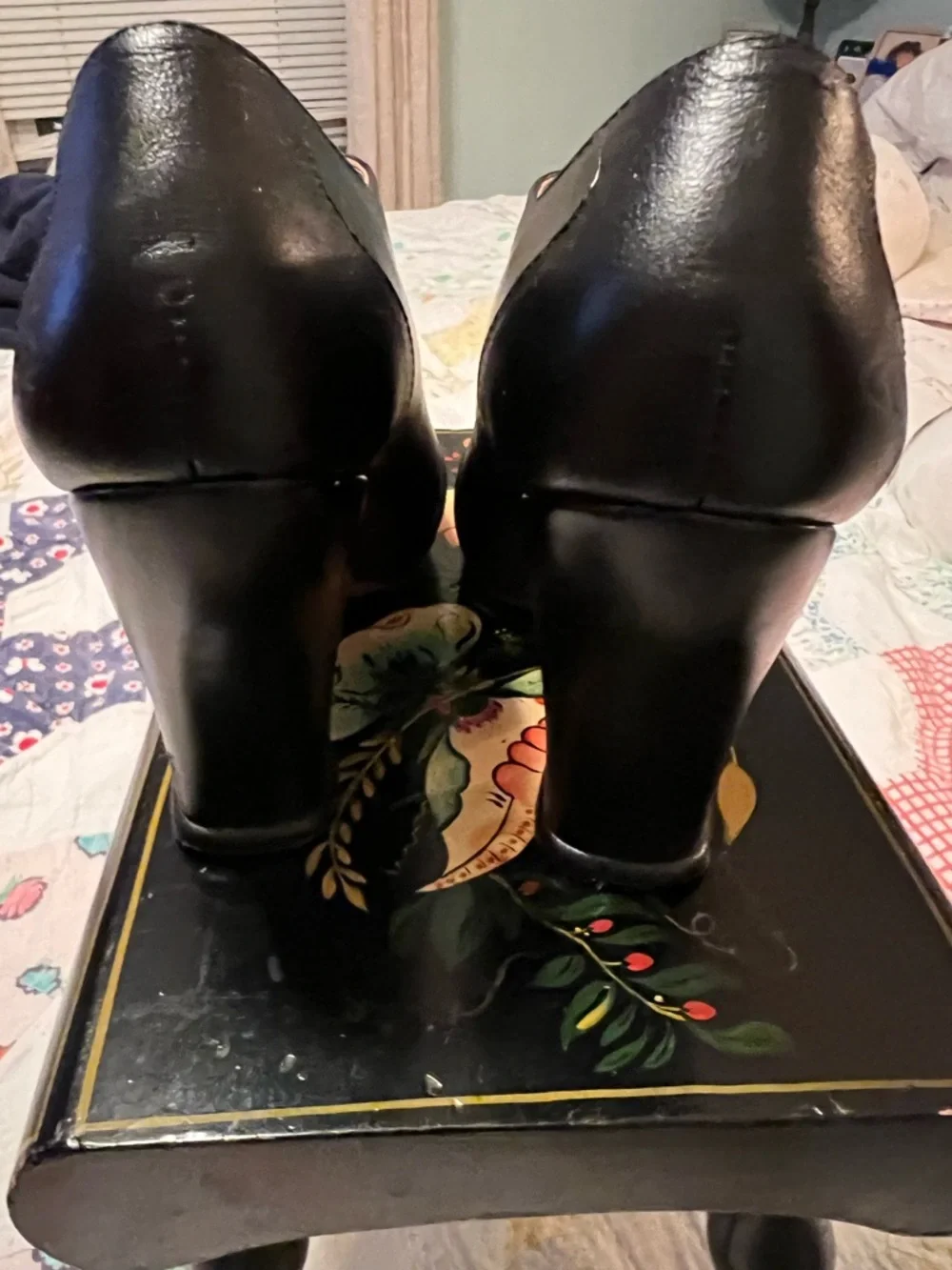 John Fluevog Black Leather Slip-On womens  Shoes